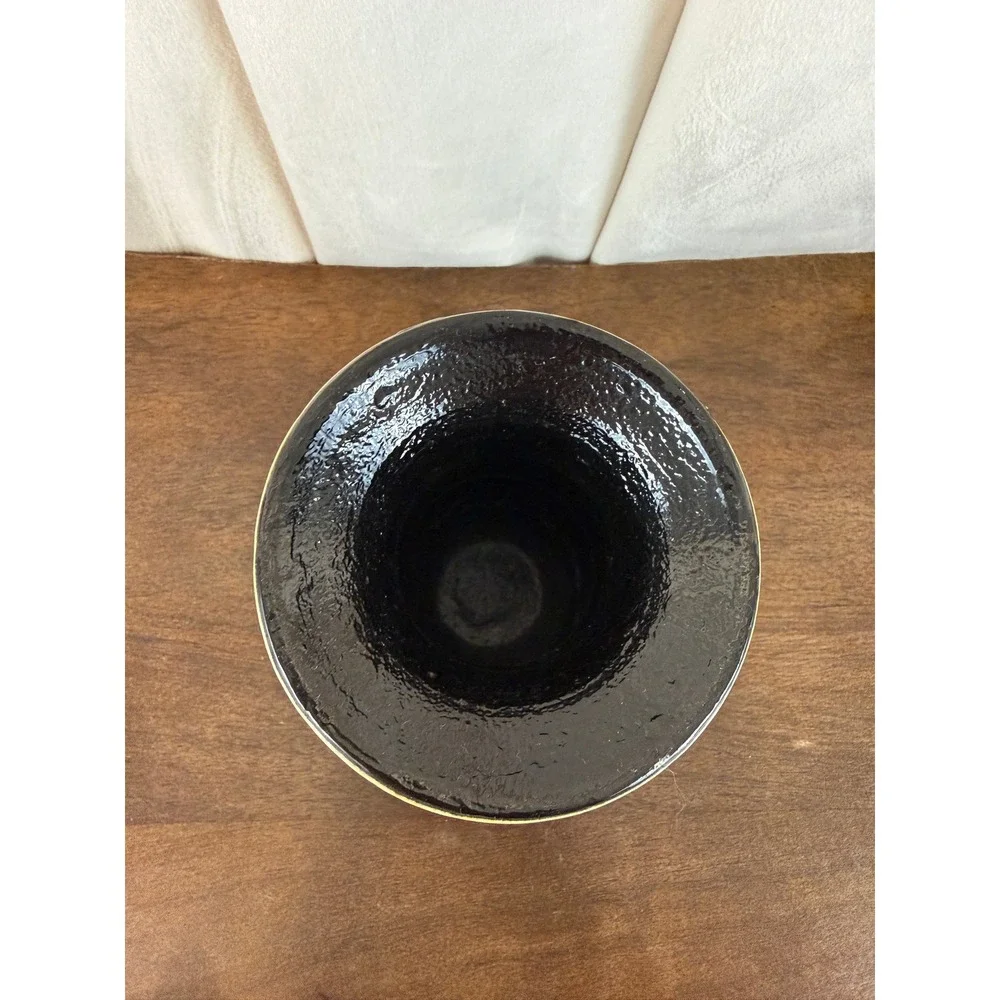 VTG‎ Black and Seagrass Bamboo Geometric Pattern Stoneware 6